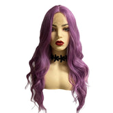 24'' Long Frontal Lace Dark Purple Loose Wave Wig with Middle Part